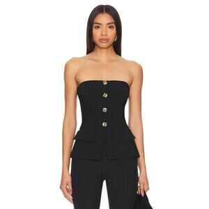 REVOLVE Amanda Uprichard Kourt Black Strapless Button Bustier Top, Large